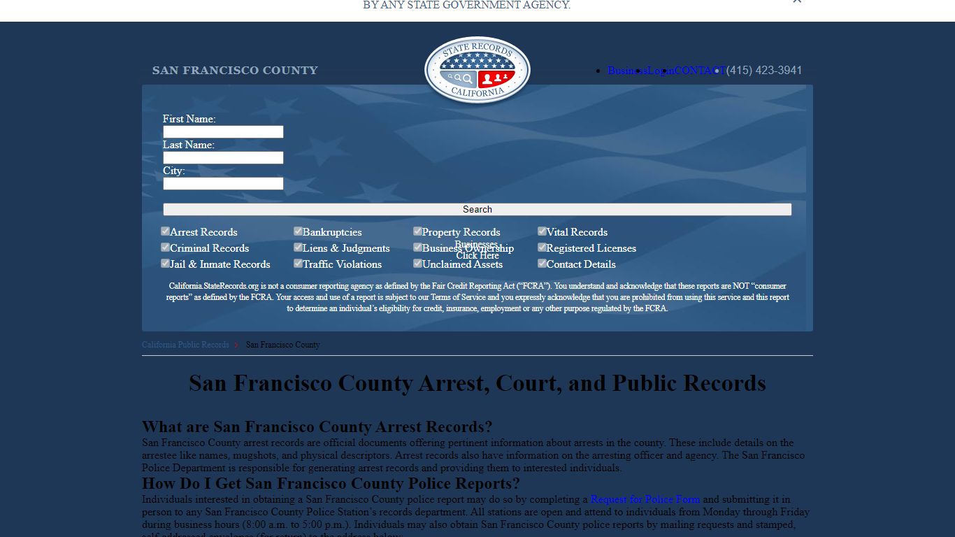 San Francisco County Arrest, Court, and Public Records